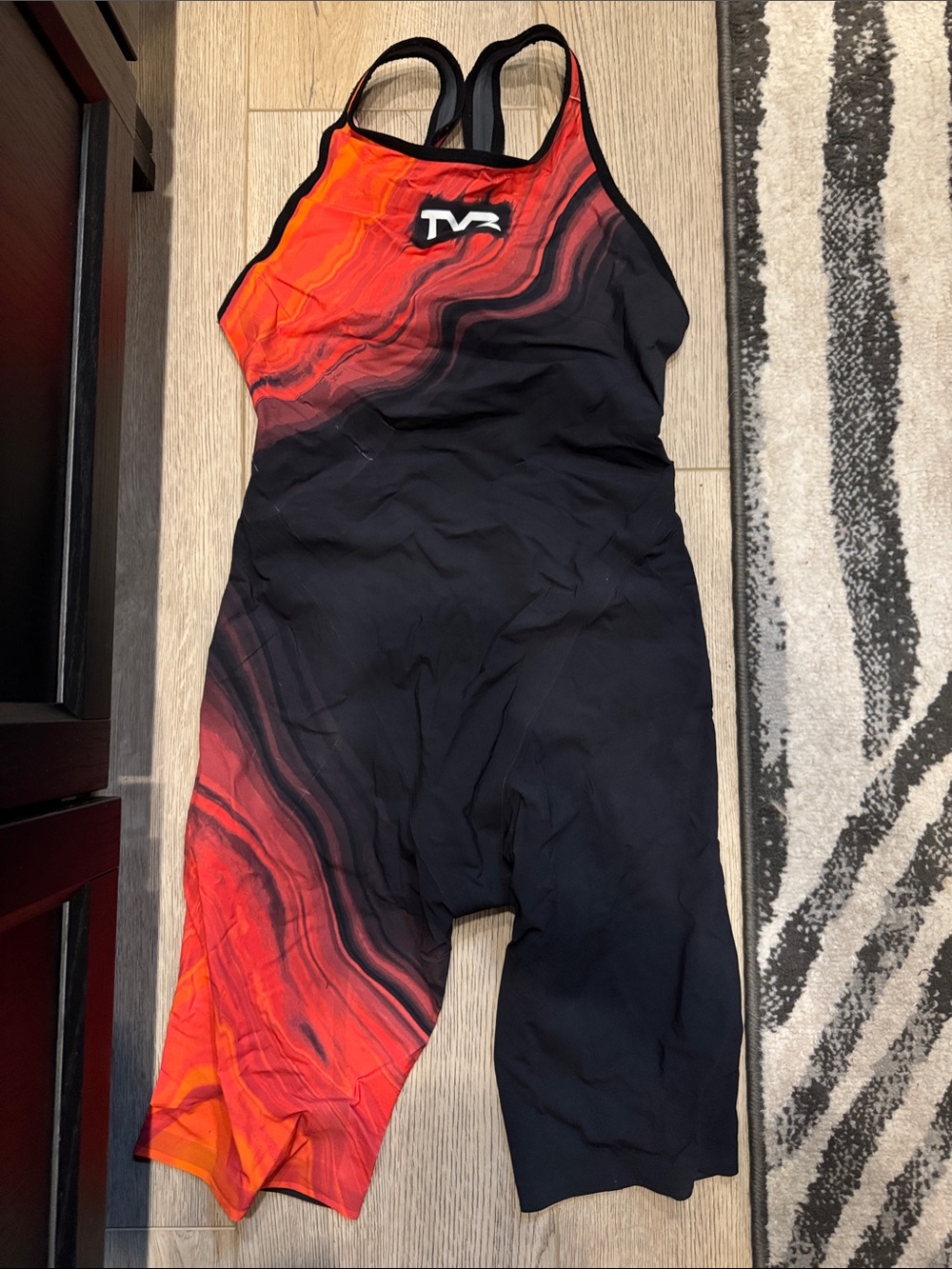 Women's TYR Venzo Volconyx Open Back Tech Suit Swimsuit Red Orange 27